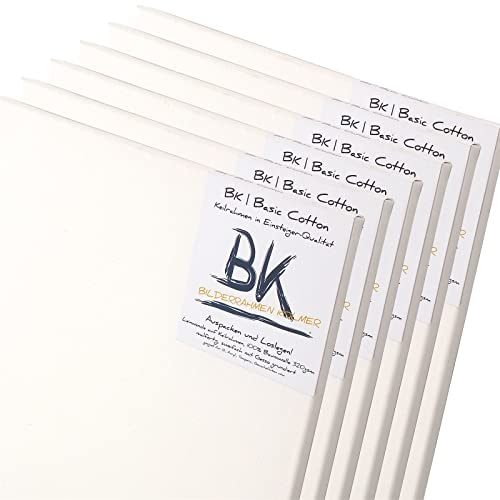 BK BILDERRAHMEN KOLMER 6 B.K. Basic LEINWÄNDE AUF KEILRAHMEN 60x80 cm | Qualitäts Malgrund, malfertig, 100% Baumwolle