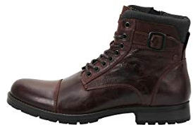 JACK & JONES Herren Jfwalbany Leather Brown Biker Boots, Brown Stone, 42 EU
