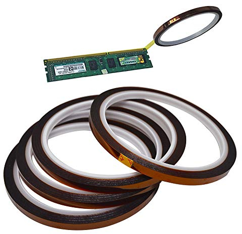 Senven 4Pcs kapton haute température résistant, ruban masquage polyimide, pour imprimante 3D, le soudage, le revêtement en poudre, la sublimation et les circuits isolés (33M x 5MM) × 4