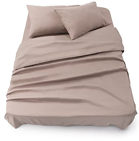 Blumtal® Bäddset 3-delat - Öko-TEX-certifierat set om 3 - underlakan 160x200x30cm + underlakan utan resår 240x275cm + 2X örngott 50x80cm - lakan & örngott mikrofiber - Taupe