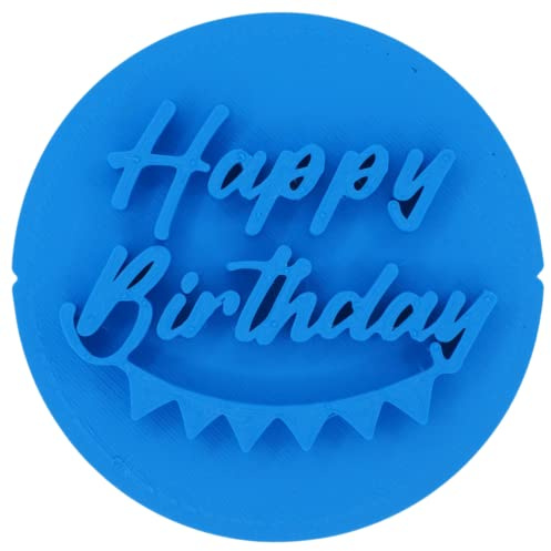 Happy Birthday Bunting Cookie Stamp Fondant Embosser 6cm (2.36 inches) Made in The UK for Baking, Cooking, Fondant, Icing, Cupcake, Cookie, Cake, Biscuits, Decoration