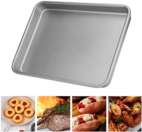Restokki Bandeja para hornear galletas Placa de parrilla de queso de acero inoxidable Bandeja para hornear rectangular para cocina casera (M)