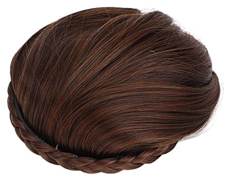 Perruque de Frange de Cheveux Avant avec Tresses de Bandeau, Frange Française, Frange épaisse, Frange Naturelle épaisse et Soignée sur le Devant, Frange de Postiche, pour les Femmes(Brun clair)