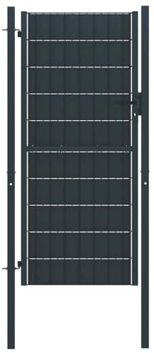 vidaXL Portail de Clôture Portillon de Jardin Portail de Jardin Porte de Patio Portillon de Patio Portail de Terrasse Extérieur PVC et Acier 100x124 cm Anthracite