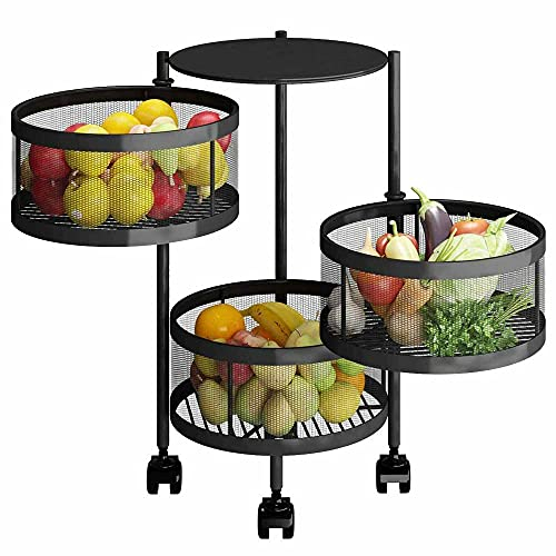 Luchs - Universall multifunktionales Regal Küchenrollwagen Obstkorb Aufbewahrungsbehälter Küchenregal Organizer für Küche, Badezimmer, Kinderzimmer und Büro auf Rädern (3 FÄCHER RUND)