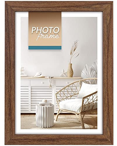 matches21 Cadre photo en bois marron foncé veiné rustique maison de campagne portrait paysage 1 pièce 20 x 30 cm