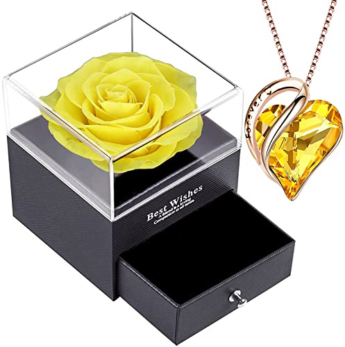 Willuck Ewige Rose Box, Eternal Rose für Freundin,Infinity Rosen für Damen,Immer Echte Rosebox Geschenke für Frauen am Valentinstag Weihnachten,Hochzeitstag,Geburtstag, Mama