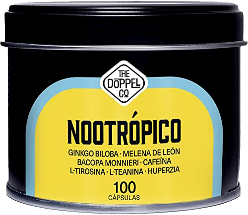100 Capsule di Nootropico Naturale - 800 mg - Memoria, Concentrazione, Energia - Ginkgo Biloba, Criniera di Leone, Caffeina, Bacopa Monnieri, Tirosina, Teanina, Huperzia - Prodotto in Europa