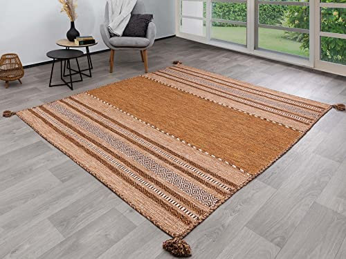 Steffensmeier Handwebteppich Muriani | Baumwolle | Wohnzimmer | Braun, handgewebt, Größe: 120x170 cm