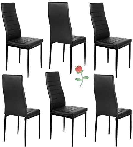 Sedie di Tessuto Set da 4 Sedie Design per Sala da Pranzo, Sedie da Cucina, Ufficio, Sala d'Attesa, Camera da Letto, Cucina completa, Arredamento casa 6 pezzi (nero)