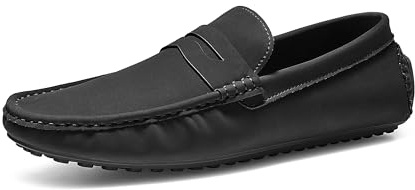 Bruno Marc Penny Loafer Slip-on mocka körskor, Svart, 39.5 EU