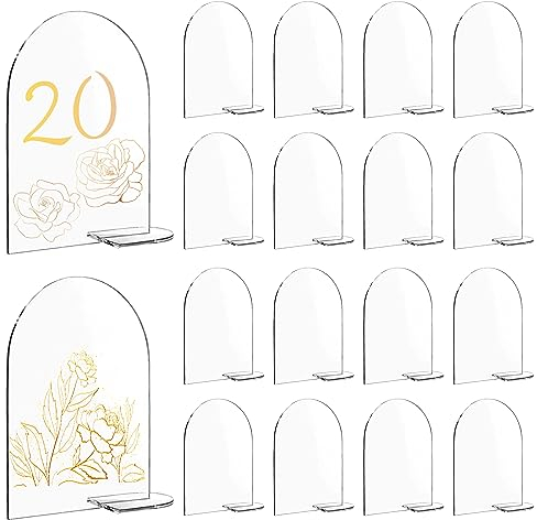 ZIOYA 20 Pcs Panneaux en Acrylique Transparent NuméRo de Table Mariage avec Support Numéros de Table de Mariage Plan de Table pour Mariage Evénement Dîner(9,8 * 15 cm)
