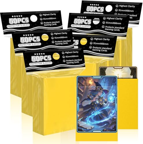 Kartenhüllen für MTG,Perfect Fit Standard Kartenhüllen für Trading Cards Sportkarten Baseballkarten TCG, stabil und schön mischbar (Gelbe, 300)