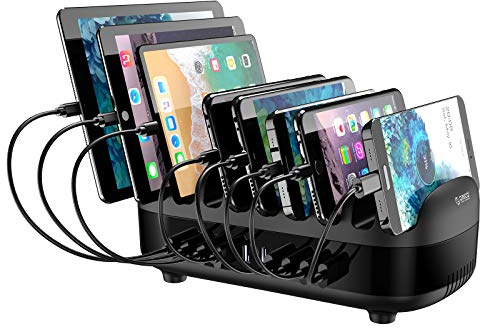 ORICO 120W Charging Station for Multiple Devices 10 Ports Smart USB Charging Docking Organizer with Cooling Fan Compatible for iPhone, iPads, Android Phone and Tablets - Black (Cables not Included)