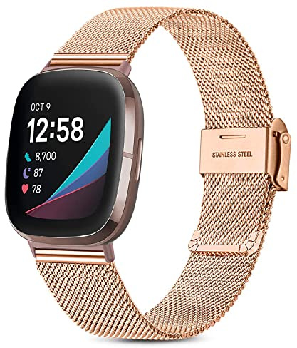 Issinlky Metallband kompatibelt med Fitbit Versa 3/Fitbit Versa 4, metallbyte i rostfritt stål för Fitbit Sense 2/Fitbit Sense Smartwatch
