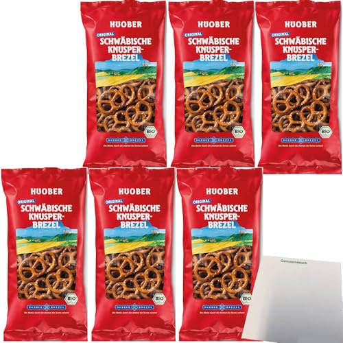 Huober Original Schwäbische Knusperbrezeln 6er Pack (6x175g Packung) + usy Block