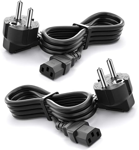 (2 Stück 1.5m) Eu Notebook Stromkabel, CYD Netzkabel Drucker 250V 10A Kompatible mit TV netzkabel Samsung LG Stecker Stromkabel Monitor LG HP Philips Samsung