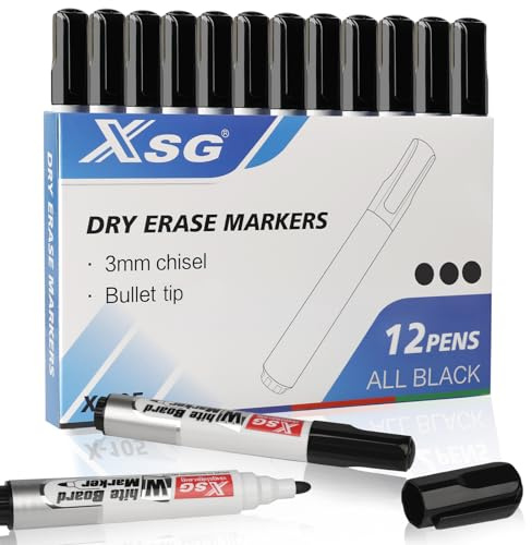 ABEIER Set mit 12 trocken abwischbaren Whiteboard-Markern, konische Spitze, geruchsarm, trocken abwischbar