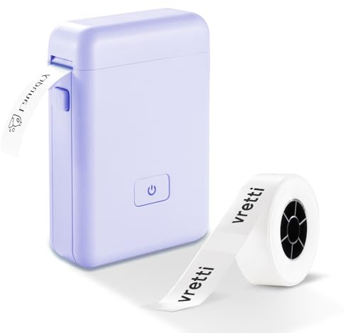 vretti Label Maker Etikettendrucker mit Mehreren Vorlagen, HP2 Selbstklebendes Etikettiergerät tragbarer Bluetooth beschriftungsgerät Labeldrucker, Mini Label Printer mit iOS Android für Büro, Haus