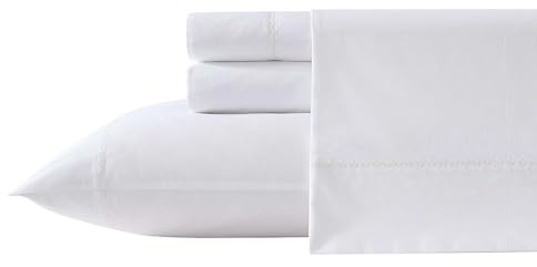 Laura Ashley - Set di lenzuola, biancheria da letto in percalle di cotone traspirante con federe abbinate, morbida decorazione per la casa (callop bianco, completo)