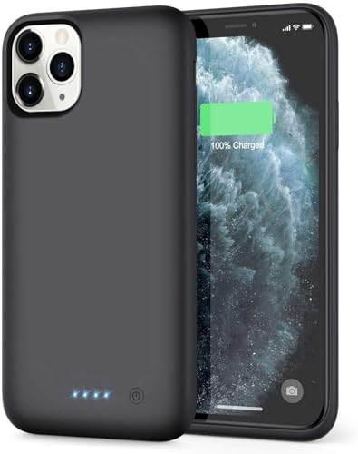 iPosible Akkuhülle für iPhone 11 Pro Max, 7800mAh Zusatzakku Ladehülle Handyhülle Akku Battery Case Powerbank Hülle für iPhone 11 Pro Max [6,5 Zoll] Tragbare Akku Hülle Akku Case-Schwarz
