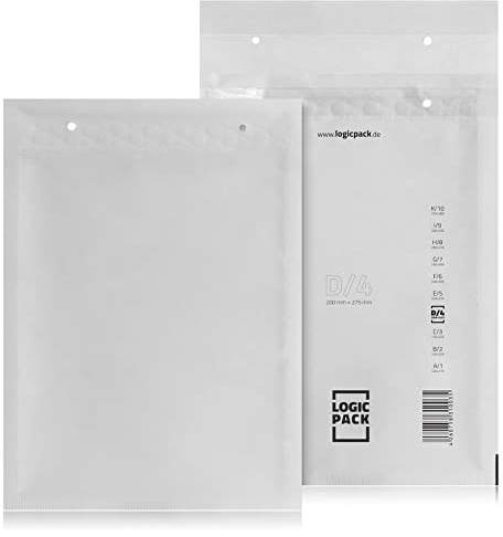 LOGIC PACK Luftpolstertaschen D4 Weiß, 200, Versandtaschen gepolstert