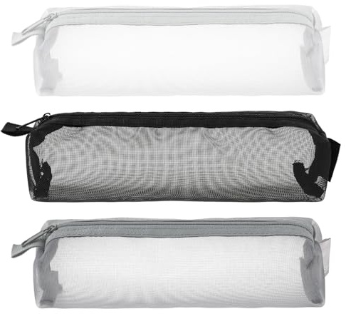 3 Stück Federmäppchen Klein, Schlamppermäppchen Transparente Federmäppchen Mesh Reißverschluss Mäppchen Mäppchen Klein Clear Exam Pencil Pouch für Schule Bürobedarf Kosmetik Aufbewahrungsbeutel