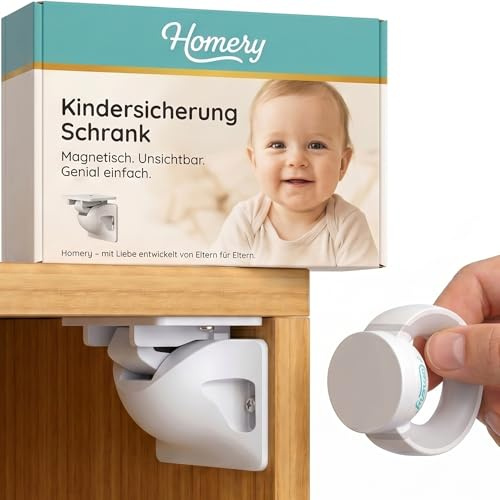 Barnsäkring skåp magnet [12 lås + 2 nycklar] – Osynlig skåpsäkring baby med 3M-tejp – för skåp och lådor – magnetiskt skåplås utan borrning