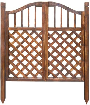 GOCHUSX Portails Battants Doubles Portes Café, Porte Battante Extérieure en Bois Massif, Kit De Portail De Clôture À Piquets pour Clôture De Jardin, D'extérieur(B-Brown,90x80cm)