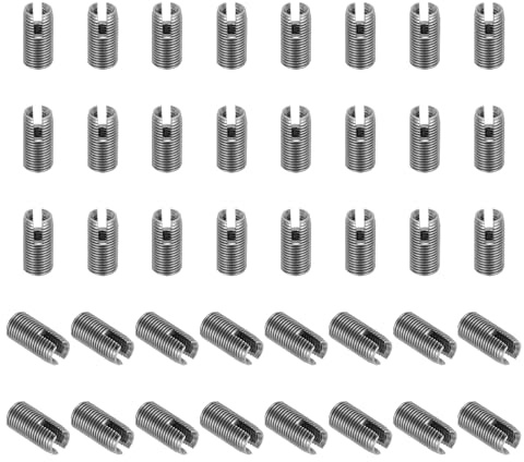 PATIKIL Insert Fileté Auto-Taraudeurs, 40 Pcs M3 x M5 x 10mm Acier Inoxydable 303 Filetage Adaptateur Réducteur Vis à Fente Inserts de Réparation Écrous Manchon