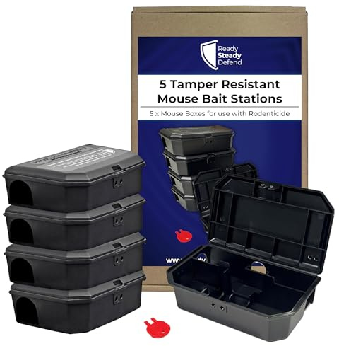 Boîtes à Souris Vides | Pack de 5 Stations de Contrôle des Rongeurs en Plastique Durable pour Usage Intérieur | Boîtes Réutilisables pour une Capture Efficace des Souris