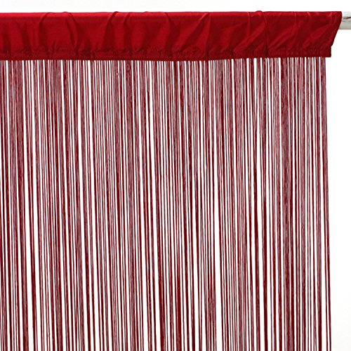 Toilinux.com Lot 2X Rideau Fils - 90 x 200 cm - Rouge
