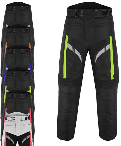 Vaster Moto Pantalones de Moto Hombre, Pantalones Protectores de Tejido Cordura Impermeables, Pantalones de Moto con Armadura extraíble (FR/ES, Letras, L, Regular, Regular, Verde)