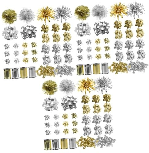 Cabilock 3 Juegos Conjunto De Flores De Estrella De Cinta De Decoración Navideña Accesorios De Lazos Navideños Adorno Navideño Luces De Navidad Luces De Hadas Arco Colgante El Plastico