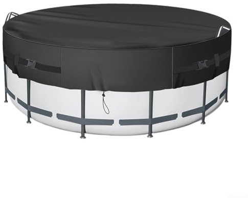 Jotekonoby Swimming Pool Cover, 210D Oxford Cloth Round Pool Cover, Waterproof Swimming Pool Insulation Covers for Pools, Trampolines, Outdoor Furniture(12ft)