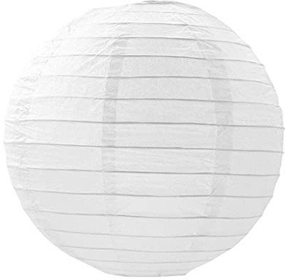 Lanterna di carta cinese rotonda bianca, lanterna di carta da appendere, 10/15/20/25/30/35/40 cm, lanterna bianca cinese rotonda per interni ed esterni (25 cm)