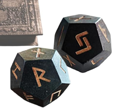 Set Di Dadi - Set Da Dadi In Runa In Legno | Elder Impostate Per Divinazione E Giochi | Dadi In Stile Vichingo A 2 Pezzi Con 24 Simboli Incisi | Strumento Spirituale Nordico P