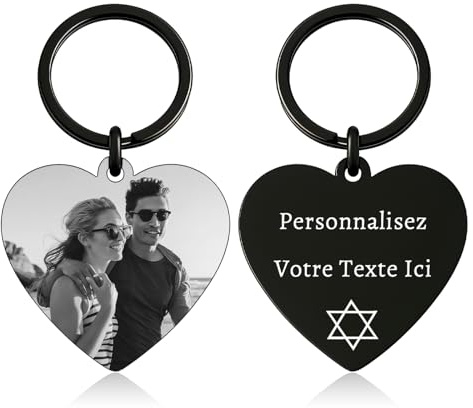 Porte Clef Personnalisable avec Photo, Porte-clés Personnalisé Recto Verso, Cadeau Personnalisé Pour Anniversaire Noël Fête des Pères, Idéal Pour Hommes Petit Ami Mari