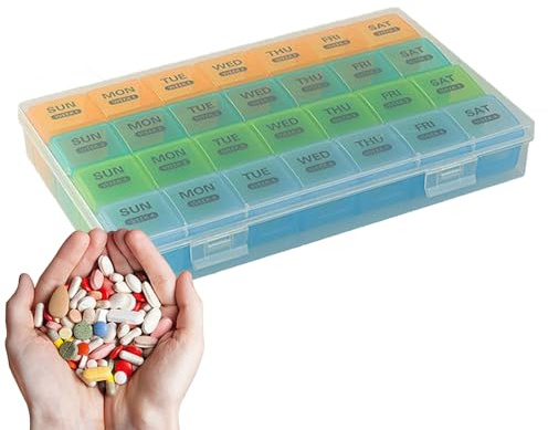 Boîte de stockage de pilules - Conteneur de médicaments hebdomadaire, organisateur de pilules quotidien | Port de tablette portable, distributeur de voyage, étui compact étanche à la poussière