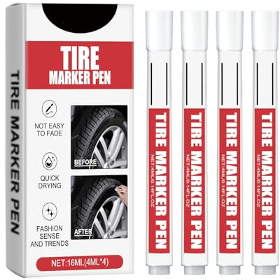 UncleS 4 Piezas Etiquetado De Neumáticos Automotrices Escritura Marcador Bolígrafos Pintura Blanca Resistente A Los Rasguños Pintura Blanca Resistente A La Bicicleta Automóvil