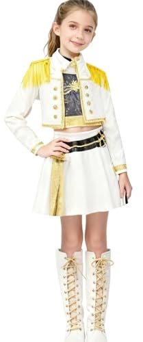 dellyy k pop jägare kostym flickor barn, rumi kostym barn Mira Zoey K pop cosplay rollspel uniform komplett set halloween anime kostymer tonåring flickor (vit kostym, 130)