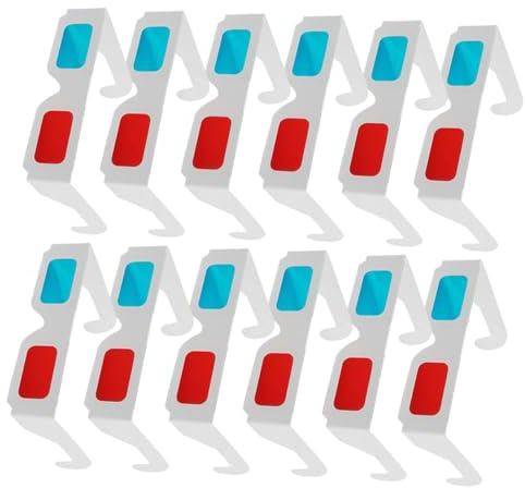 DIYEAH 70pezzi Occhiali Anaglifici Rossi e Blu di Cartone per Film Tv Domestici e Proiettori Occhiali di Cartone Usa e Getta Montatura Bianca