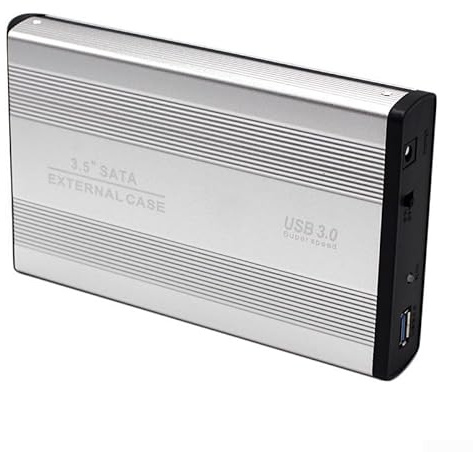 Caja de disco duro móvil, 3.5 pulgadas de escritorio para SATA a USB3.0 Carcasa externa de aleación de aluminio para HDD (plata-UE)