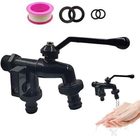 Robinet D'extérieur – Robinet En De Zinc À Double Sortie 1/2, Séparateur D'eau En Laiton | Connecteur Bidirectionnel Résistant De Tuyau De Preuve De Gel Avec Le Double Mamelon Pour Le Jardin