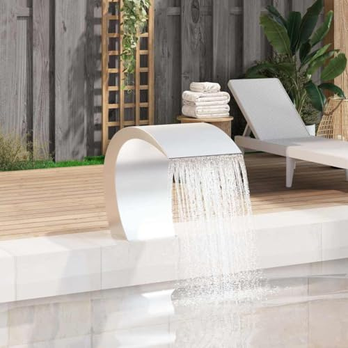 Generico Cascada de jardín de acero inoxidable 45 x 30 x 60 cm, fuentes y cascadas ornamentales