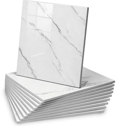 Piastrelle da parete autoadesive, 30 x 30 cm, effetto pietra, impermeabili e resistenti allo sporco, ritagliabili fai da te, per cucina, bagno, soggiorno (12)
