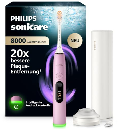 Philips Sonicare Next-Generation DiamondClean 8000 elektrische Zahnbürste - mit intelligenter Andruckkontrolle und 15 Einstellungen