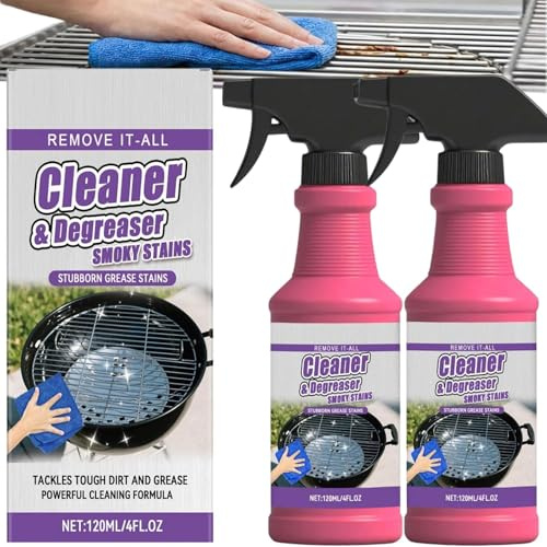 Spray Dégrasseur Pour Gril,Nettoyant Barbecue Fast-Acting Heavy-Duty pour Grilles de Cuisson,Élimine les Graisses Incrustées et Résidus Alimentaires Brûlés Pour Four,Poêle,Plancha (2pcs, Lot de 2)