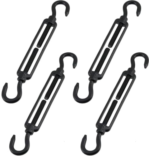 KACBFEE 4 Tensores De Cable De Acero Ajustables De Alta Resistencia, De Acero Inoxidable 304 Negro, para Tensar Cables, Instalación De Carpas, Uso En Exteriores, Duraderos. Black M5