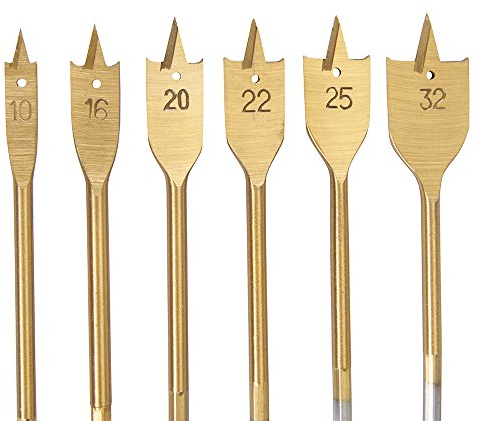 Silverline DS32 Titanbeschichtete Flachfräsbohrer, 6-tlg. Satz 10–32 mm